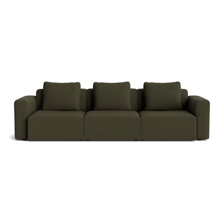 Como XL 3-Sitzer-Sofa in Loop Grün, schlichtes Design, inklusive 3 Rückenkissen für hohen Sitzkomfort, modernes Polstersofa, Höhe 83cm.