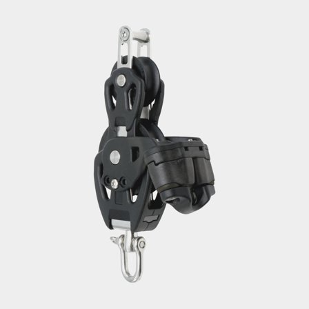 Bloco violinado com manilha Seldén PBB 60, giratório, de deslizamento, com mordedor e trava de escota, adequado para cabos Ø8 - 12 mm