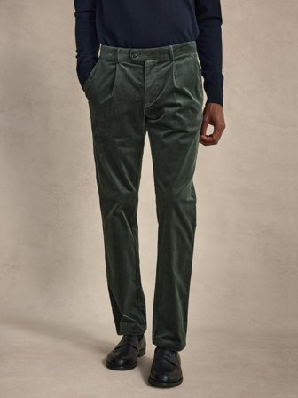 John Henric Men's Grüne Cordhose Tailored Fit Size 46