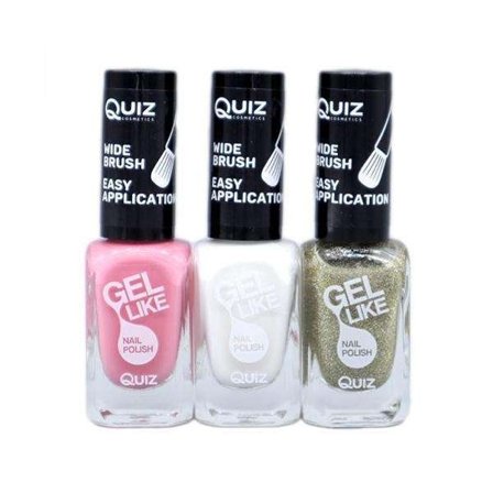 3st nagellack, nail polish - Rosa, Vit, Guld