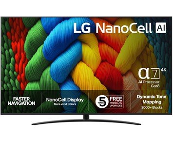 LG-86NANO81A6A-LG 86" 4K NanoCell-TV med AI-forbedret lyd og bilde-Tv-75 tommer og større
