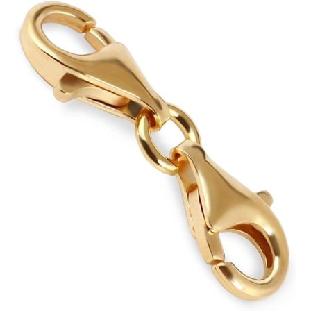 Dubbel Xs karabinlås 19 mm 925 sølv 24 karat forgyldt til kæder og armbånd, juvelerkvalitet