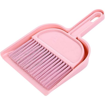 Burrengörare Set Mini Sopskyffel och Borste Set Rengöringsverktyg för Fåglar, Kaniner - Rosa