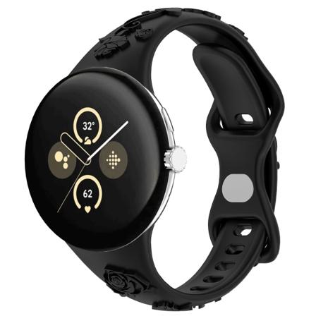 Silikoniranneke Google Pixel Watch 2:lle Musta