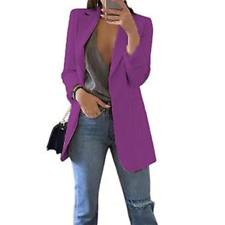 Elegant Casual Dress for Kvinner Høst Vinter Cardigan med Lomme Mid-Length Slim Business Commute Dress Mote Langærmet Jakke(L )