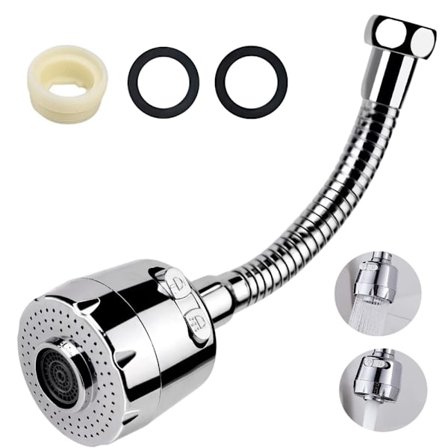 Vridbar Vattenkran, Kökskranförlängare, 360° Vridbar Kran Sprayer Huvud Ersättningskomponent Kran Diffuser Kökstillbehör