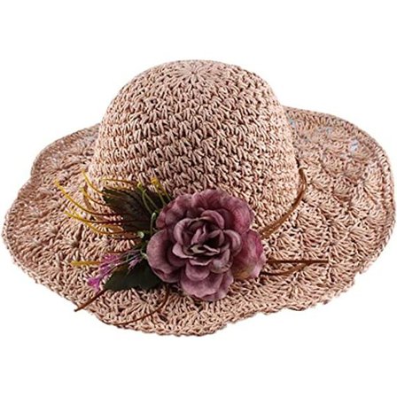 Kvindernes sammenklappelige stråhat (Pink) Fashion Crocodile Skin Sunshad