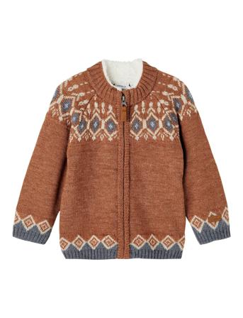 Nmmwriss Wool Ls Knit Card Xxii Brown Name It