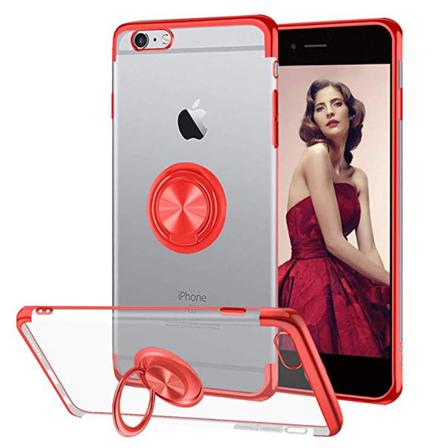 iPhone 5/5S - Robust silikonetui med ringholder Röd