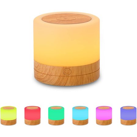 LED-nattbordslampe med berøringsdimmer, nattlys med timer RGB-farge