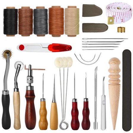 Læder syværktøjssæt reparationskit 31 stykker håndsyning håndværk DIY Ki
