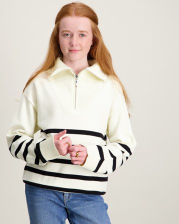 LMTD NLFNONJA LS HALF ZIP KNIT Hvit Genser Jente - Kids Brand Store