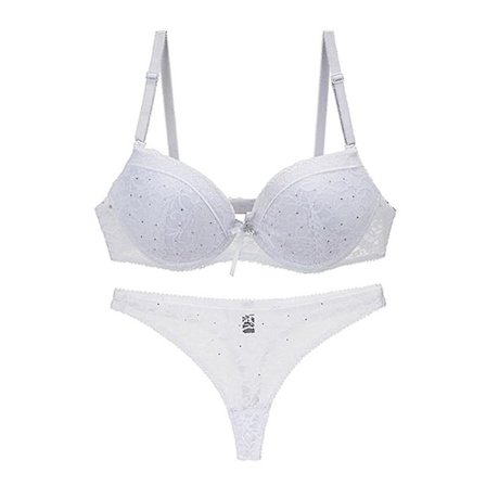 Kvinders Lingeri Stroppet Sexy Blondering BH Sæt Gennemsigtigt Lingeri Underbukser 75c (hvid)