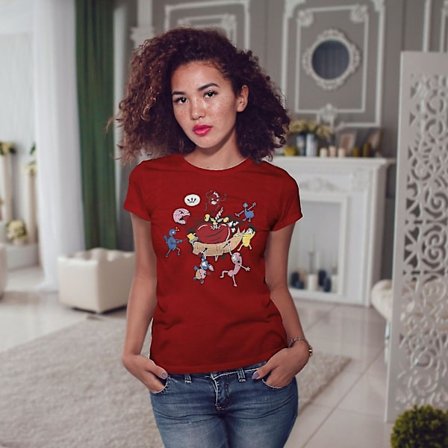 Tecknad Monster Fantasy Women Redt-shirt