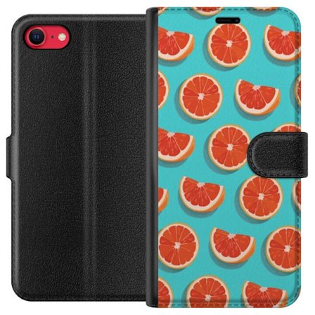 Kompatibelt Lommeboketui til Apple iPhone 7 Illustrert mønster med gjentatte grapefrukt skiver mot en turkis bakgrunn