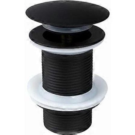 Svart diskbänksventil utan överlopp, Universal svart pop up diskbänksventil, Ventil utan överlopp, Automatisk pop up ventil för bänk