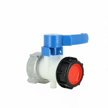 Tankventil - S75X6 mutter og S60X6 utløp - Schütz-kompatibel - RWRcoupling og annet tilbehør for vanngjenvinningstank..DEBUNS