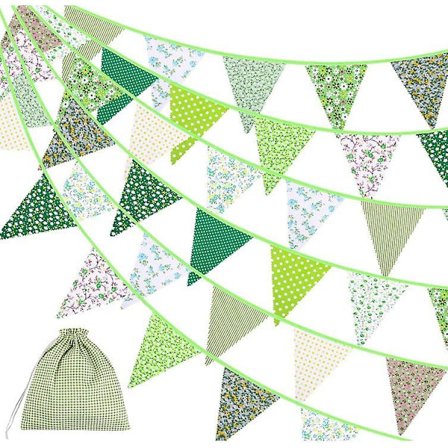 Stof Bunting Banner Vintage Flag Blomster Faner Til Fest Hjem Have Dekoration