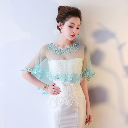 Spets Sjal Bröllop Cape LJUSBLÅ