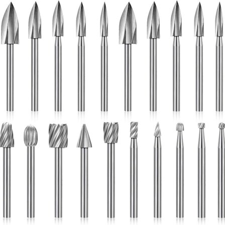 Pakke med 20 HSS fræsebor, diamantfræsere, træ med 3 mm skaft til tilbehør KLB