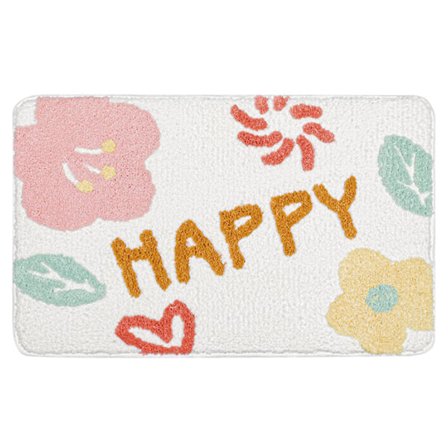 Söt Tecknad Mjuk Badmatta Halksäker Högabsorberande Matta för Badrum Sovrum Kök Vit