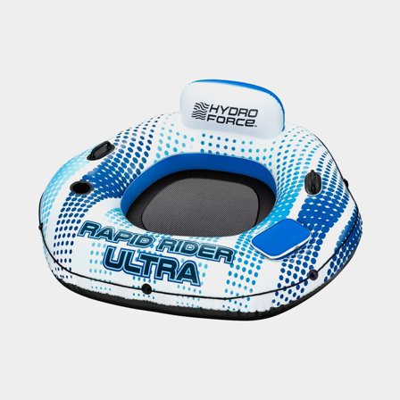 Bouée Bestway Hydro Force Rapid Rider, 1.65 x 1.48 mètre, blanc/bleu + patch de réparation