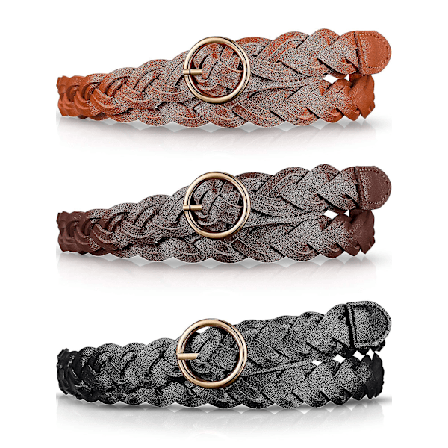 3 stk. Kvinders Vævede Bælter, Smalle Vævede Bælter, Velegnet Til Kjoler, Jeans, Skørter