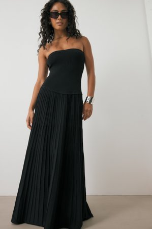 NA-KD Robe bustier longue en maille - Robe bustier - Noir - L (EU 42-44)