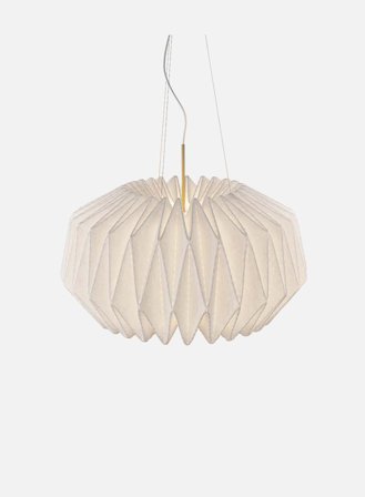 Softly pleated medium taklampe Ø94 - hvit