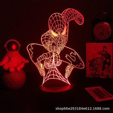 LED, Spiderman 3D Farveskiftende Bordlampe