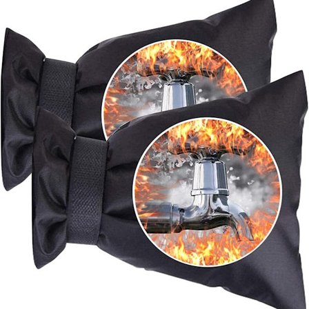 ING Frostbeskyttelsesdeksel for kraner, pakke med 2 krandeksler for vinterfrostbeskyttelse, borrelås, kranfrysedeksel, vanntett, rivebestandig, svart 