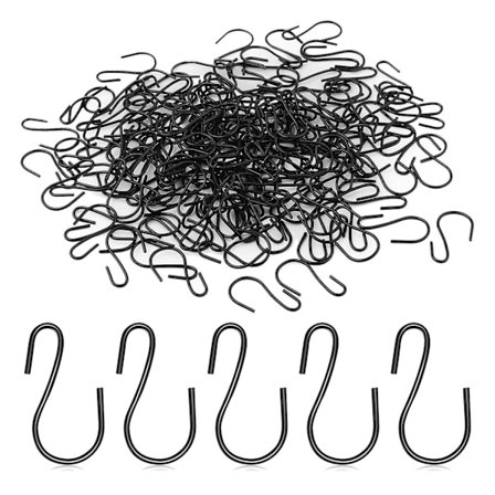 120 st 1-tums mini S-formade krokar, S-krokar, små S-krokar, mini dekorativa krokar i metall, för hantverk (svart)