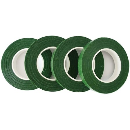 Sæt med 4 blomstertapes til buketstilk-indpakning, blomstertapes til blomsterfremstillingsprojekt (1/2 tomme x 30 yards, mørkegrøn)
