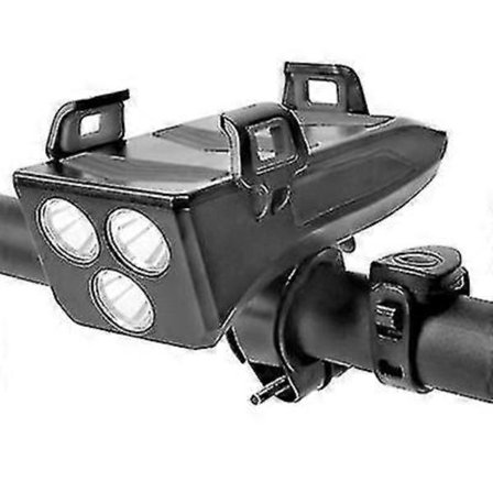 4-i-1 Vanntett Sykkellykt, Sykkeltelefonholder, Sykkelklokke, Mobiltelefon Powerbank