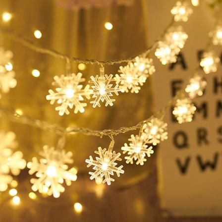 Snøflak LED-lys Juldekorasjon for hjemmehengende krans juledekorasjoner juletrepynt Noel Navidad varm hvit 2M 10Led warm white