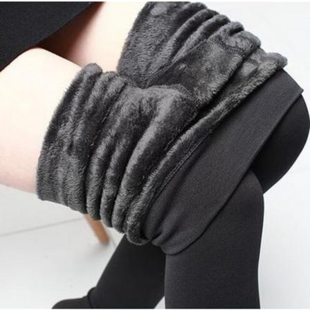 Vintervarme fôrede leggings for kvinner - Tykke fløyelstights Termiske bukser grey S(40-75KG)