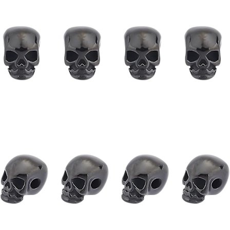 8 stk. Gunmetal Dødningehoved Perler Rustfrit Stål Dødningehoved Perler Retro Dødningehoved Stil 2mm Hul Metal Dødningehoved Afstandsperler