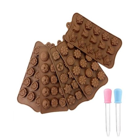 5 silikonformer for sjokolade, godteriform, geléform, non-stick kjøkkenformer, isbitbrett for festivalfest - 6 former