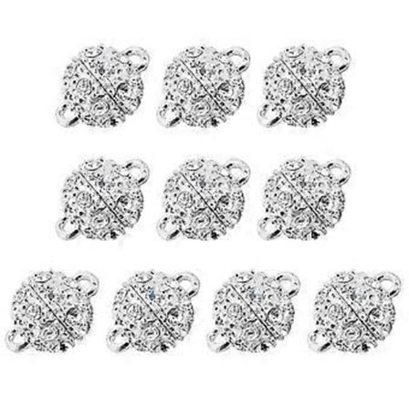 10 stk. DIY Smykketilbehør Rhinestone Indlagt Smykkespænder Magnetiske Håndkæde Forbindelsesspænder Rundt Rustfrit Stål Halskædespænde til Kvinder