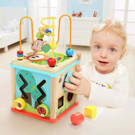Trä Learning Maze Cube 5 I 1 Activity Center Educational Toy