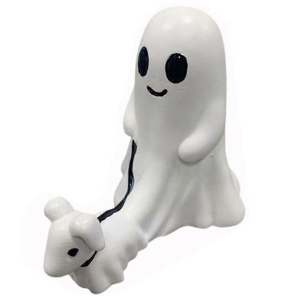 Spöke som promenerar med hundstaty, Halloween skräckspöke staty dekoration, spöke som promenerar med sin spökhund (pojke) medium