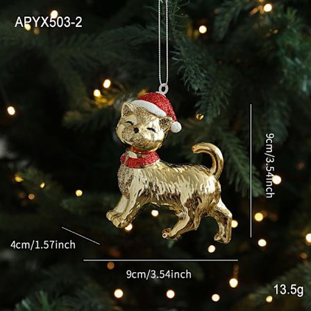 Katteformet julepynt i resin til december - gave