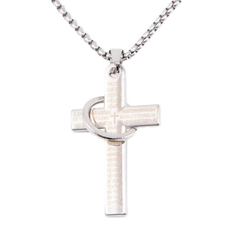 Retro Christian Single Titanium Scripture Cross Halsband Hänge Bibel GX L8.AU