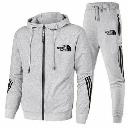 The North Face Herre Hoodie Genser Joggebukse Treningsdrakt 2PCS/Set Sportsklær Lys grå Light Grey V