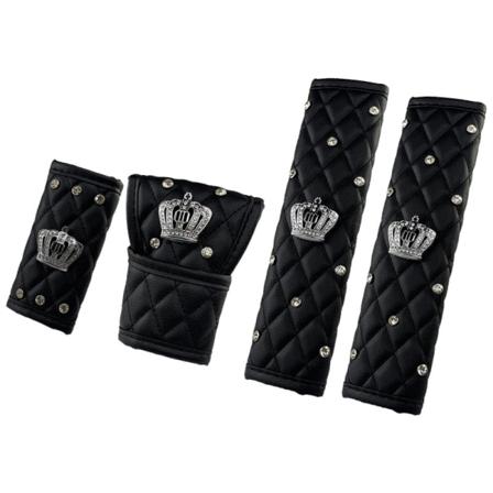 4 st Svarta Bilhandbroms Handbromsöverdrag Växelspaksknoppöverdrag