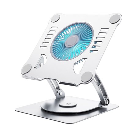 Laptopställ Notebookhållare Ergonomiskt Surfplatta PC Datorfäste Roterande Vikbart med Kylfläkt Portabel Aluminium