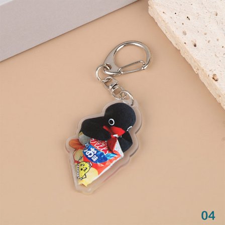 Tecknad akryldocka nyckelring Kawaii Penguin Perifer Toy Bac