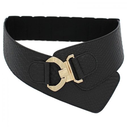 Naisten korkeavyötäröinen joustava vino leveä nahkavyö Monipuolinen naisten leveä vyö Takki Mekko Koristelu Sitomiseen - Musta