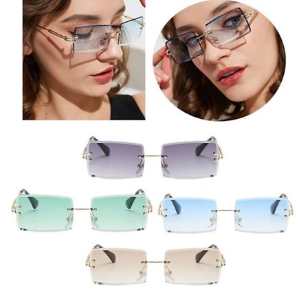 4 st Solglasögon utan båge för kvinnor Designer Party Tonade linsglasögon Anti Uv