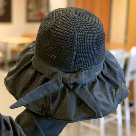 Solhat til udendørs brug, bredskygget solhat til kvinder, sammenfoldelig anti-UV, hul roset solhat